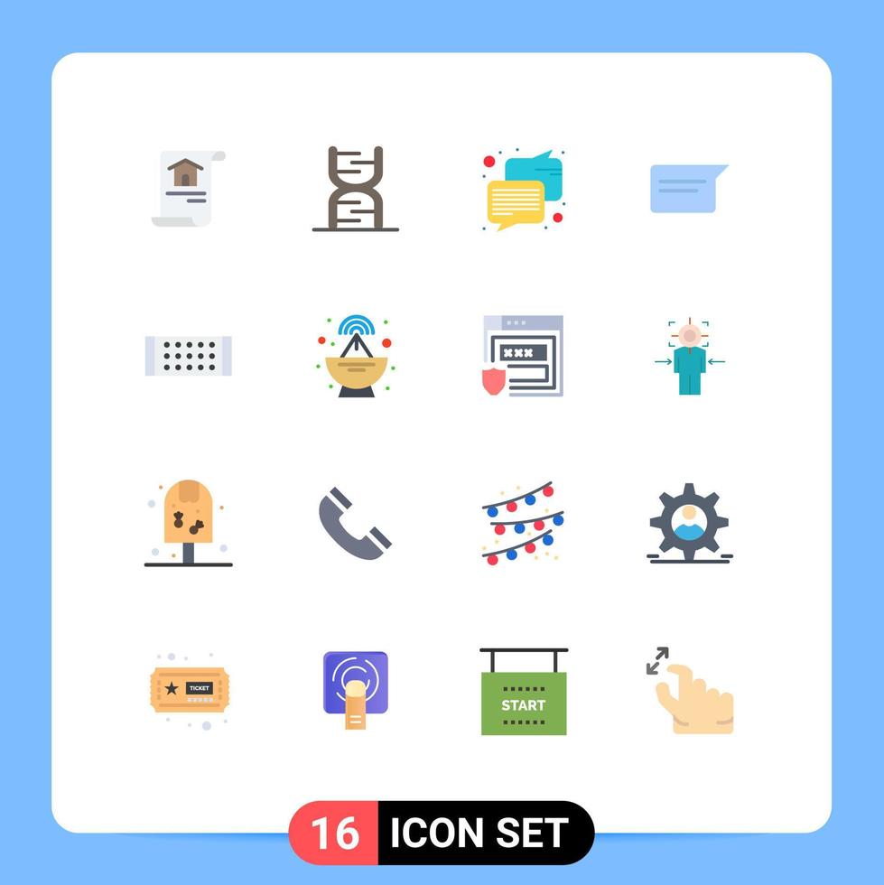 piktogrammsatz von 16 einfachen flachen farben von led-ui-genetischen chat-chat-editierbaren paketen kreativer vektordesignelemente vektor