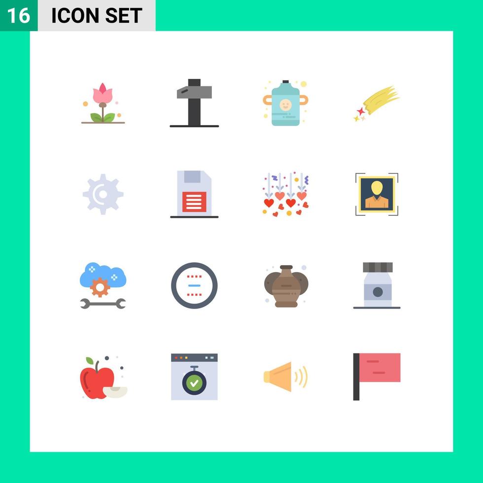 mobil gränssnitt platt Färg uppsättning av 16 piktogram av tänder redskap spädbarn hjul Plats redigerbar packa av kreativ vektor design element