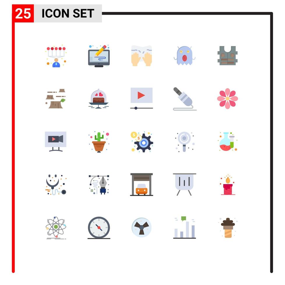 Stock Vector Icon Pack mit 25 Linienzeichen und Symbolen für Schäden am Lebenstyp Jacke Alien editierbare Vektordesign-Elemente