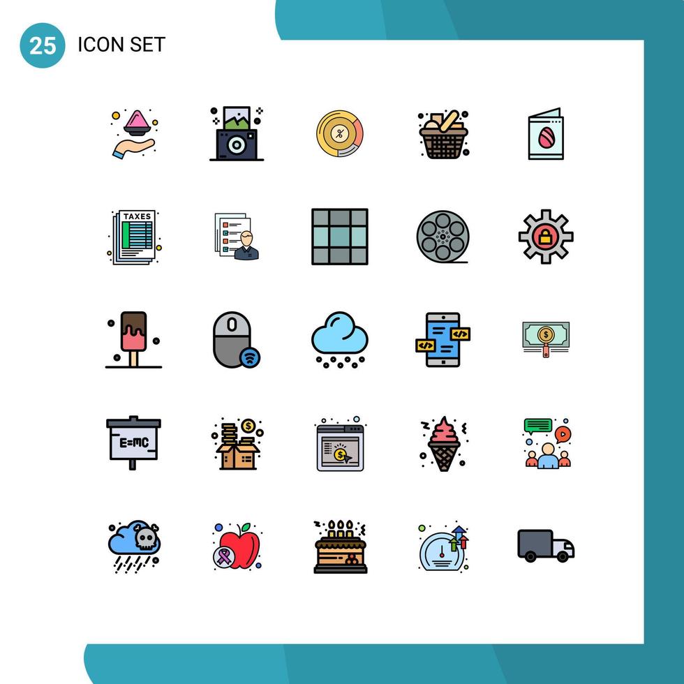 uppsättning av 25 modern ui ikoner symboler tecken för kort kök paj handla vagn redigerbar vektor design element