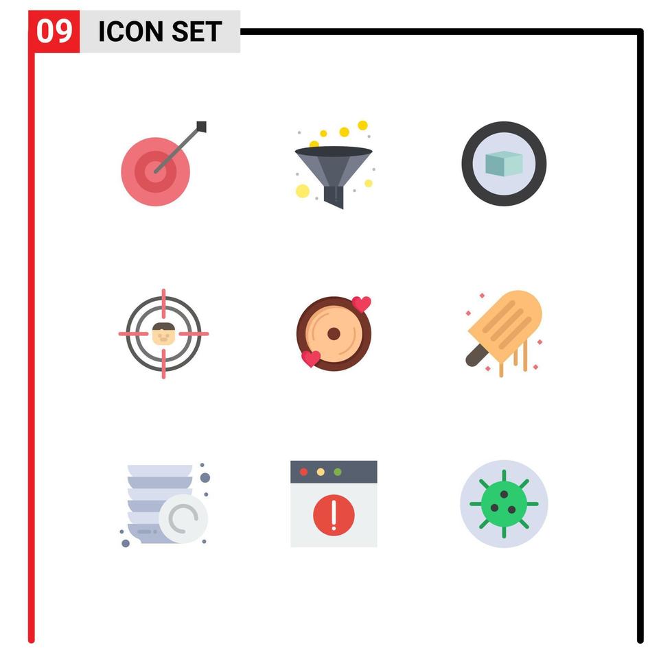 stock vektor ikon packa av 9 linje tecken och symboler för hjärta disk kub Resurser rekrytering redigerbar vektor design element
