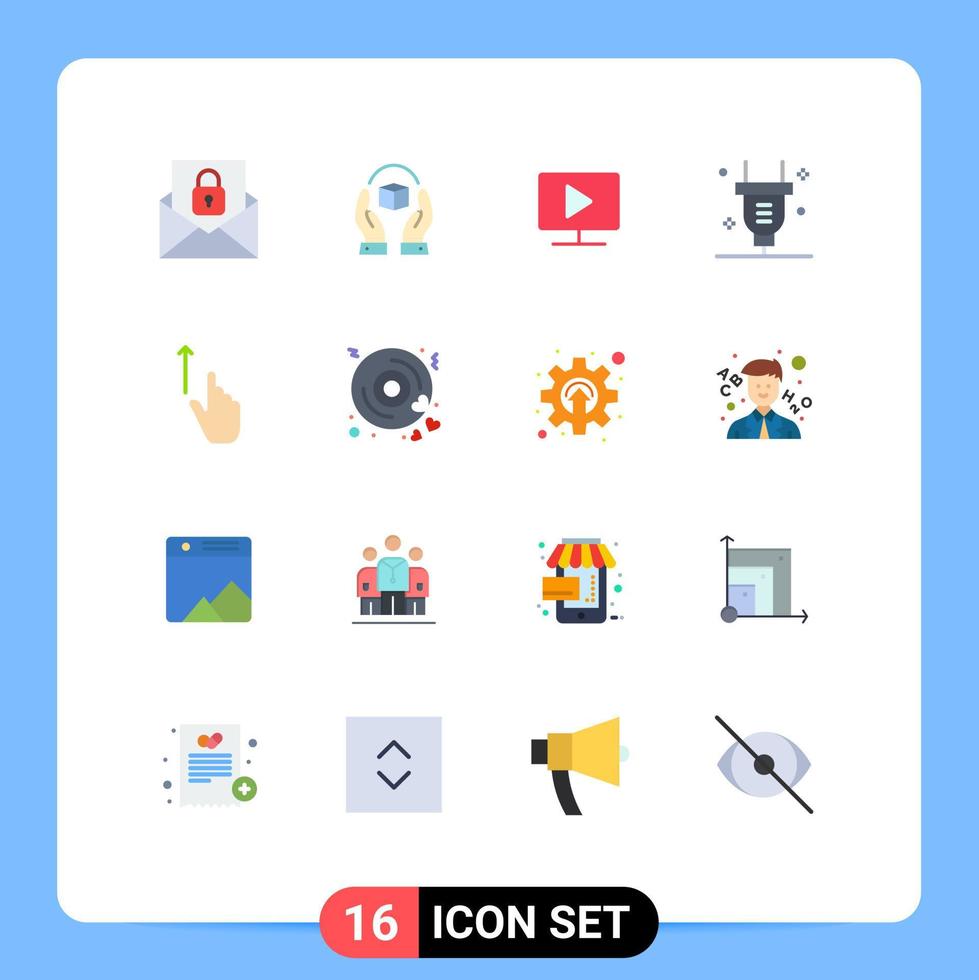 uppsättning av 16 modern ui ikoner symboler tecken för upp växla ansvar kraft spela redigerbar packa av kreativ vektor design element