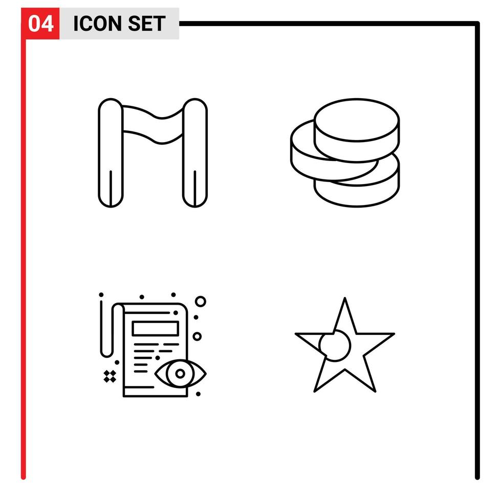 packa av 4 kreativ fylld linje platt färger av Avsluta se kontanter dokumentera flagga redigerbar vektor design element