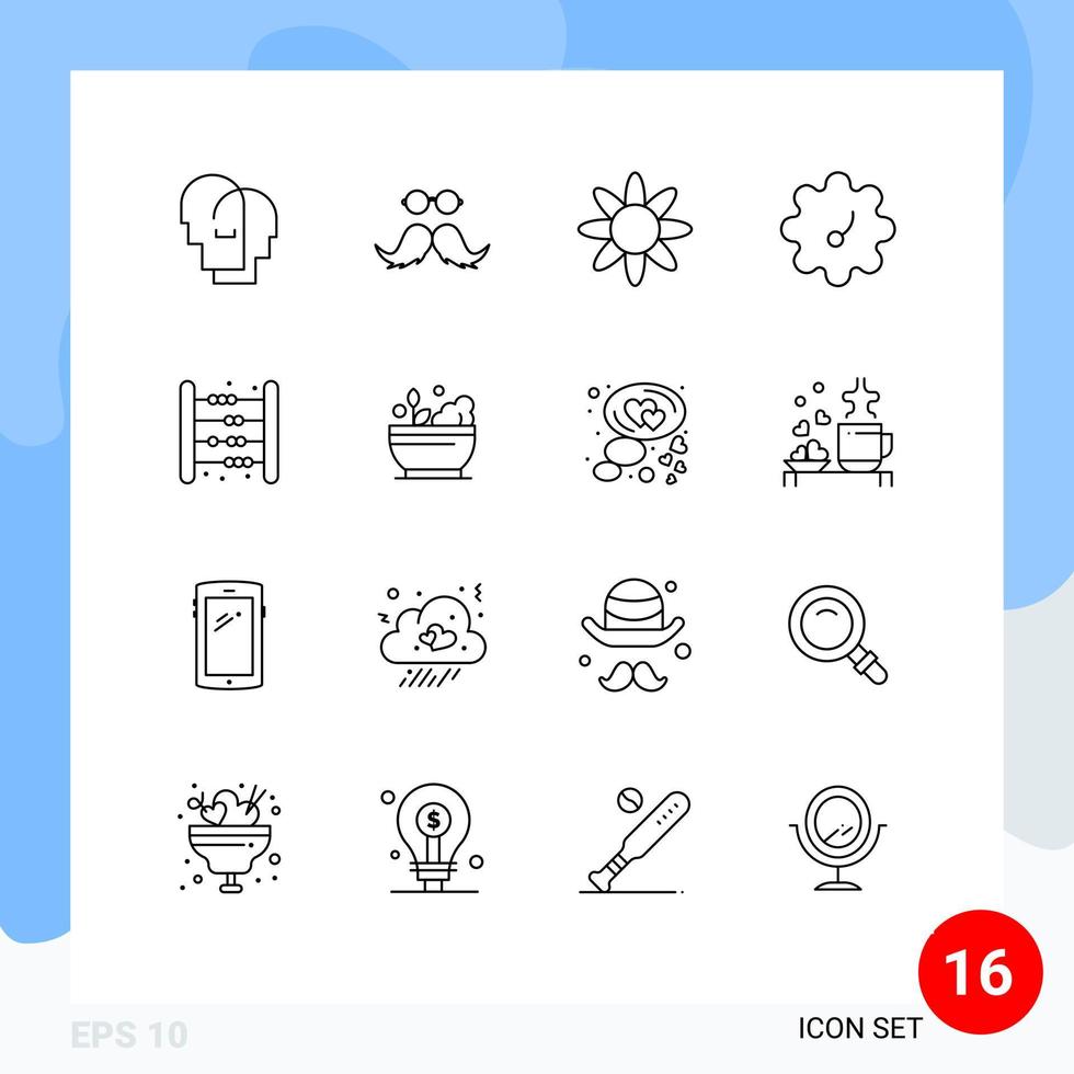 Stock Vector Icon Pack mit 16 Linienzeichen und Symbolen für Kindertasche Männer Baby Patterson editierbare Vektordesign-Elemente