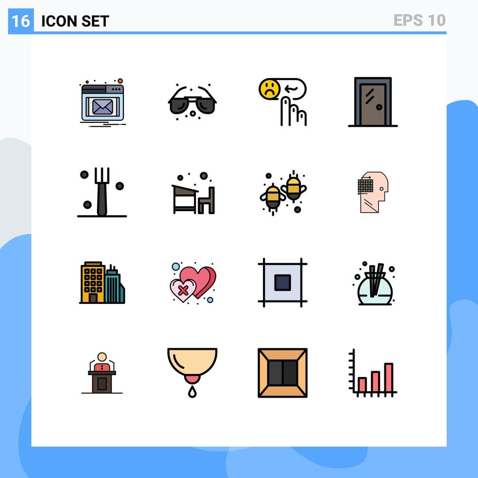 satz von 16 modernen ui symbolen symbole zeichen für gabel innen helfen haustür editierbare kreative vektordesignelemente vektor