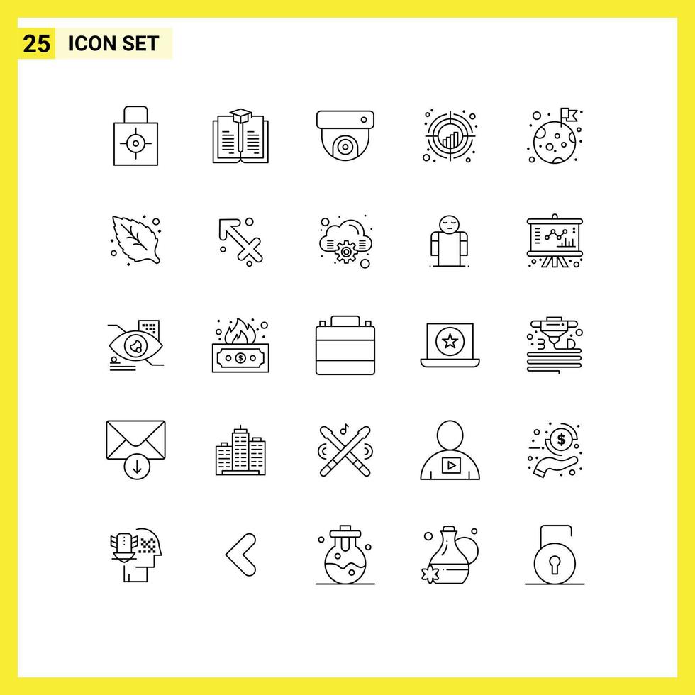 25 linje begrepp för webbplatser mobil och appar måne trend kamera mål hårkors redigerbar vektor design element