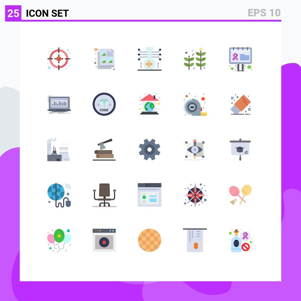 packa av 25 kreativ platt färger av medvetenhet annons kunskap växt företag redigerbar vektor design element