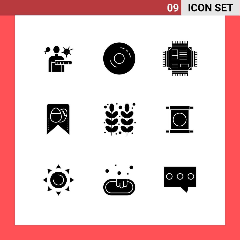 Stock Vector Icon Pack mit 9 Zeilen Zeichen und Symbolen für Herbst Ostern süße Tag Processor editierbare Vektordesign-Elemente