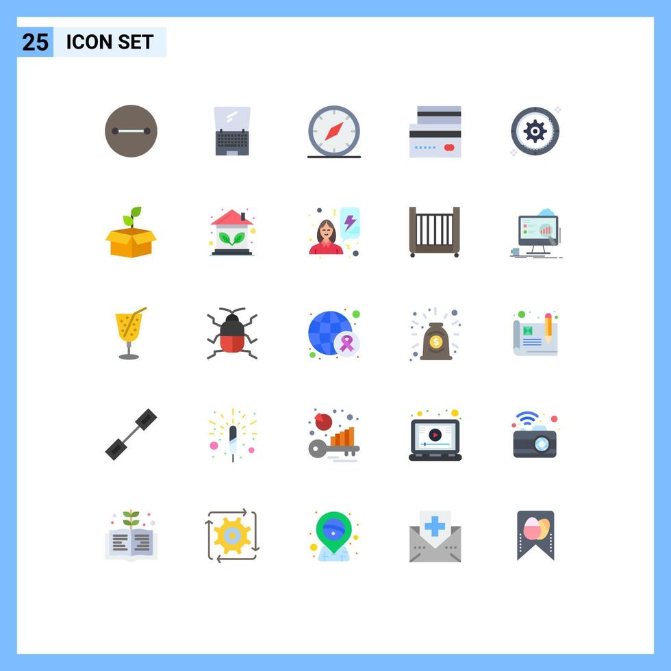 piktogram uppsättning av 25 enkel platt färger av betalning e-handel kompass kreditera navigering redigerbar vektor design element