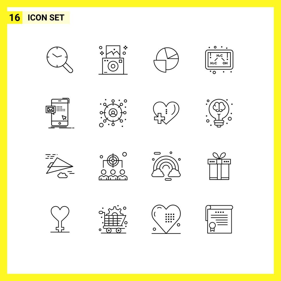 16 universell översikt tecken symboler av omedelbar bulk Diagram studie etanol redigerbar vektor design element