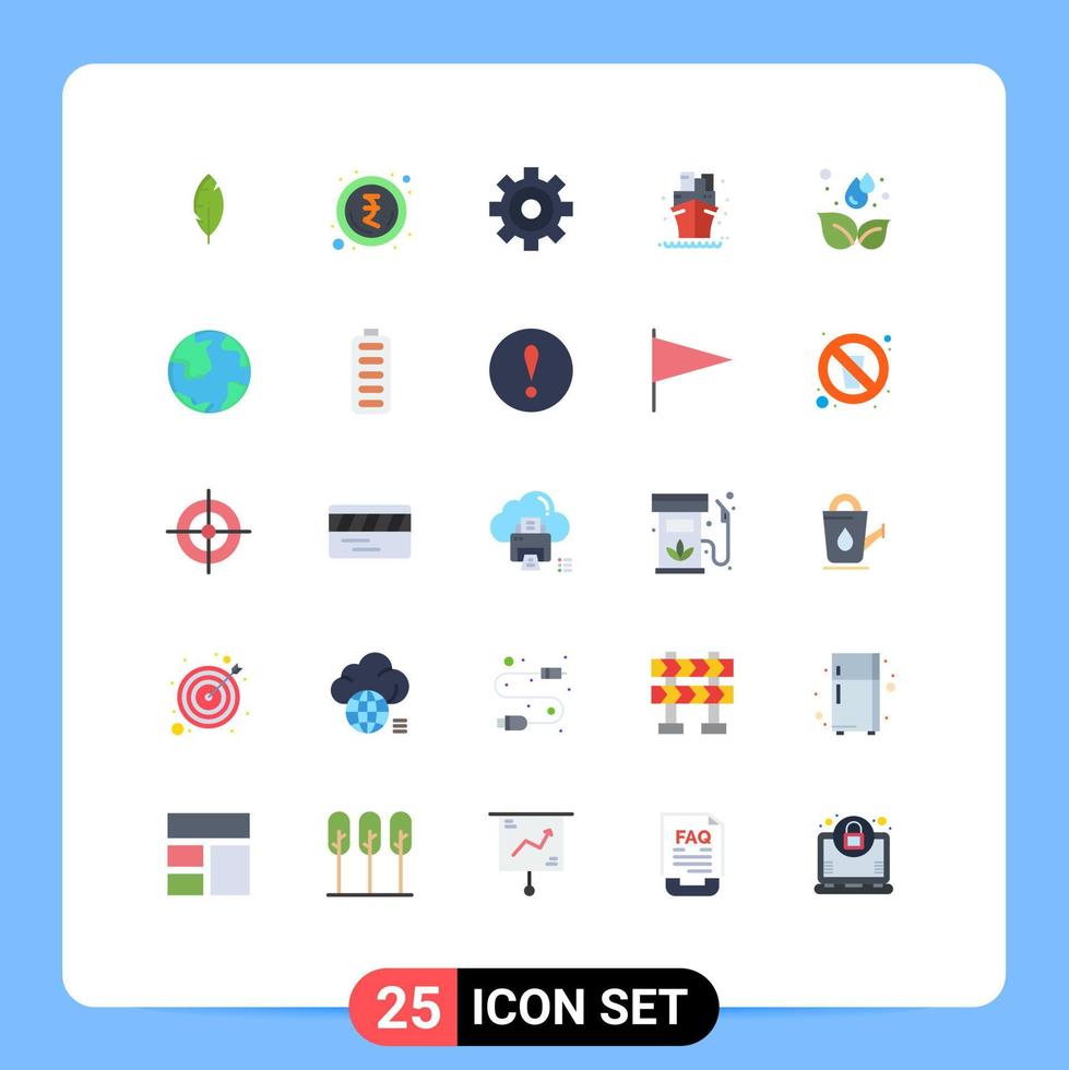 Stock Vector Icon Pack mit 25 Linienzeichen und Symbolen für Welt Erde Meer Blatt grün editierbare Vektordesign-Elemente