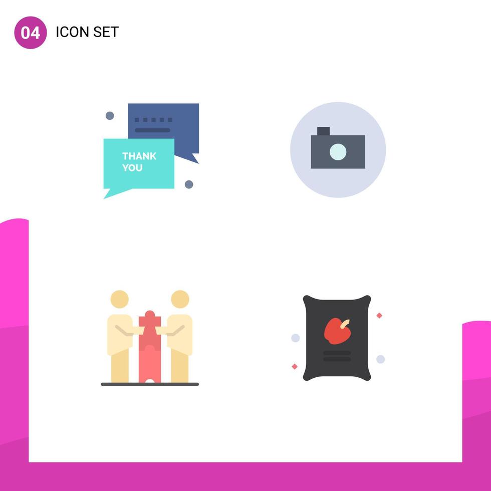 modern uppsättning av 4 platt ikoner pictograph av tacka företag SMS media spelare partners redigerbar vektor design element