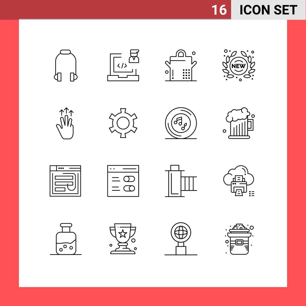 modern uppsättning av 16 konturer pictograph av hand Lagra programmerare tecken ny redigerbar vektor design element