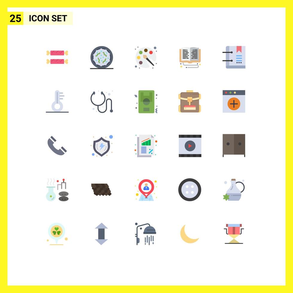 Stock Vector Icon Pack mit 25 Zeilenzeichen und Symbolen für das Online-Lernen von Büchern Zurück zur Schule Online-Bildung editierbare Vektordesign-Elemente