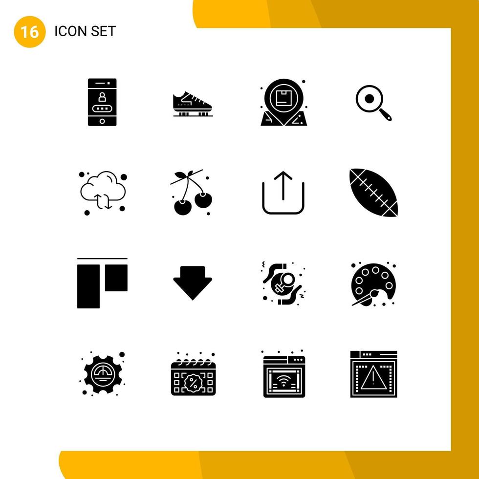 solides Glyphenpaket mit 16 universellen Symbolen für Griddle Bratpfanne Posteingang editierbare Vektordesign-Elemente vektor
