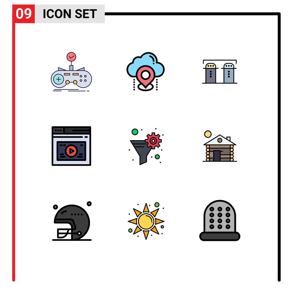 grupp av 9 fylld linje platt färger tecken och symboler för hemsida sida Karta internet flaska redigerbar vektor design element
