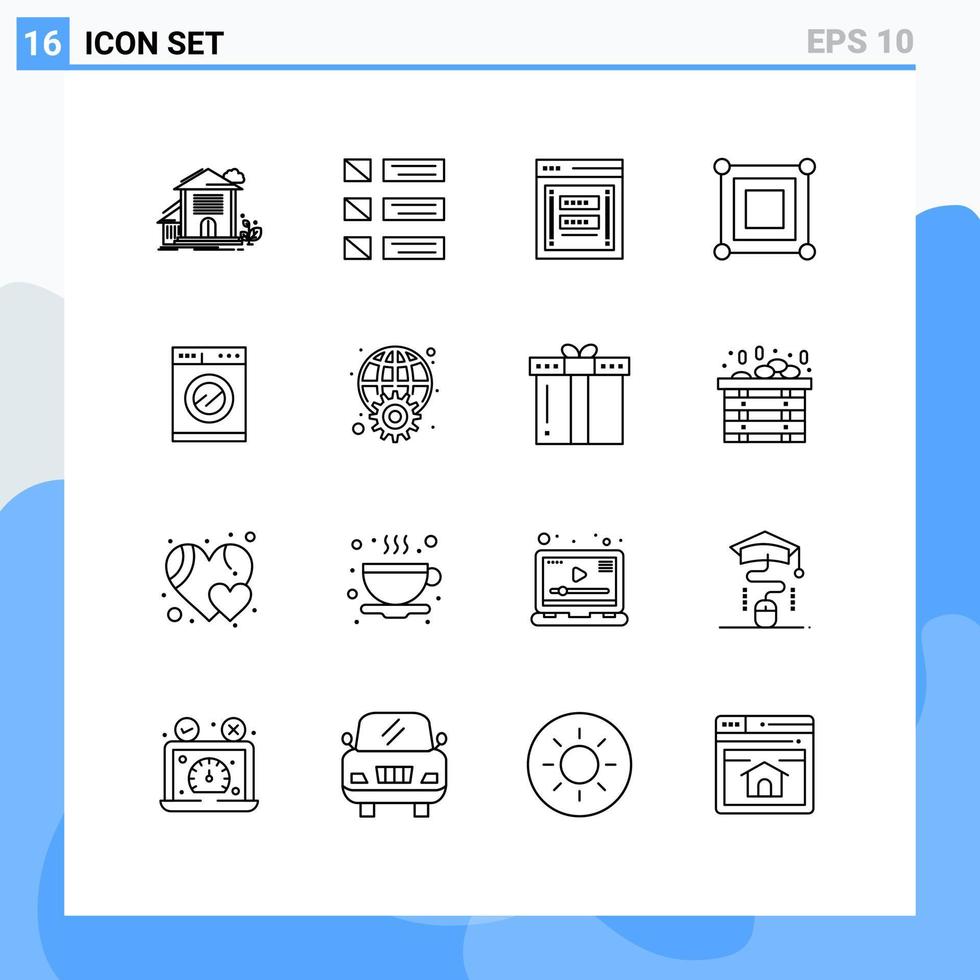 uppsättning av 16 modern ui ikoner symboler tecken för hörn styrelse lista nätfiske logga in redigerbar vektor design element