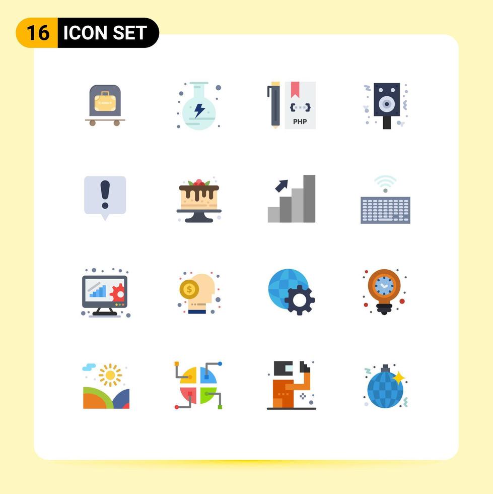 piktogram uppsättning av 16 enkel platt färger av chatt fel natt kodning firande php redigerbar packa av kreativ vektor design element