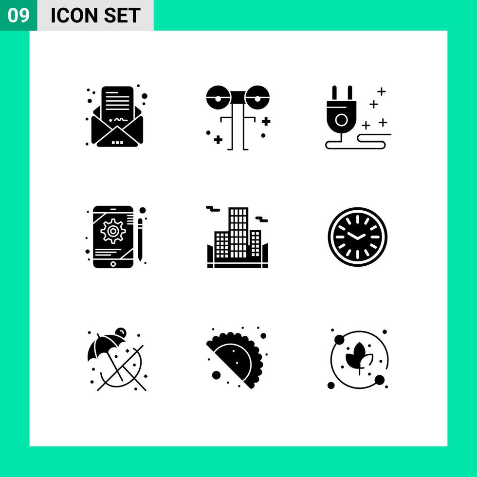 uppsättning av 9 modern ui ikoner symboler tecken för företag läsplatta skrämmande redskap app redigerbar vektor design element