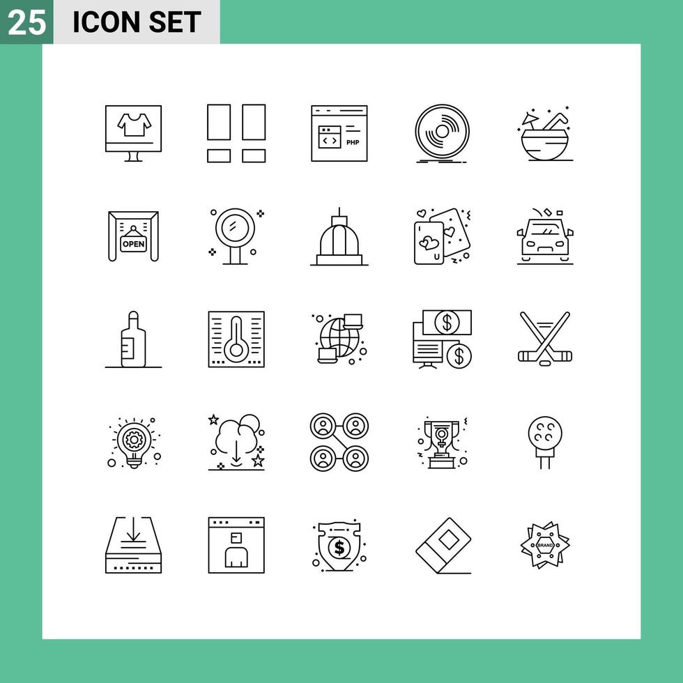 25 kreativ ikoner modern tecken och symboler av spela in dj Foto skiva utveckling redigerbar vektor design element