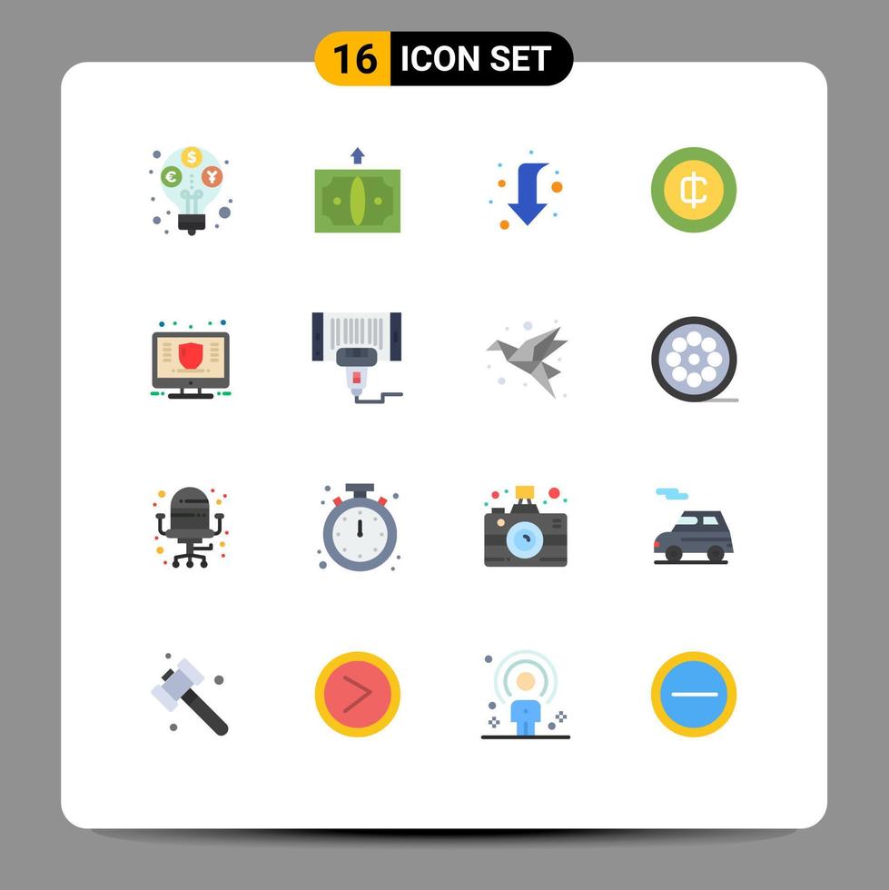 16 universell platt Färg tecken symboler av förvaltning pengar pil e-handel kontanter redigerbar packa av kreativ vektor design element