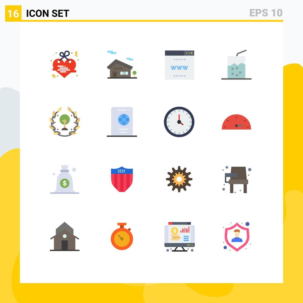 Stock Vector Icon Pack mit 16 Linienzeichen und Symbolen für Blatttag Online-Erdgetränk bearbeitbares Paket kreativer Vektordesign-Elemente