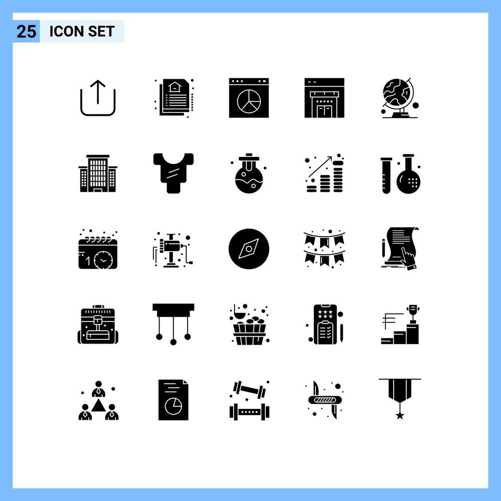 modern uppsättning av 25 fast glyfer och symboler sådan som tabell klot Karta presentation värld handla redigerbar vektor design element