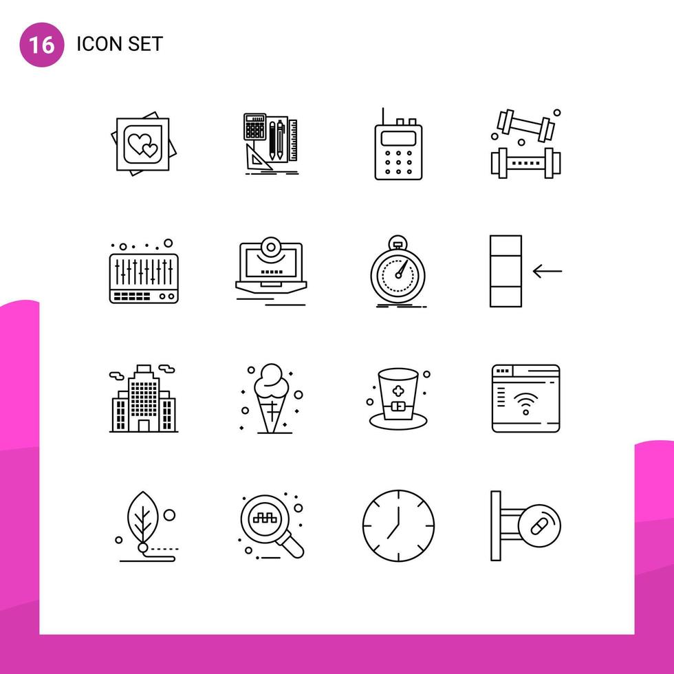 översikt packa av 16 universell symboler av mixer lyft penna spel aktiviteter redigerbar vektor design element