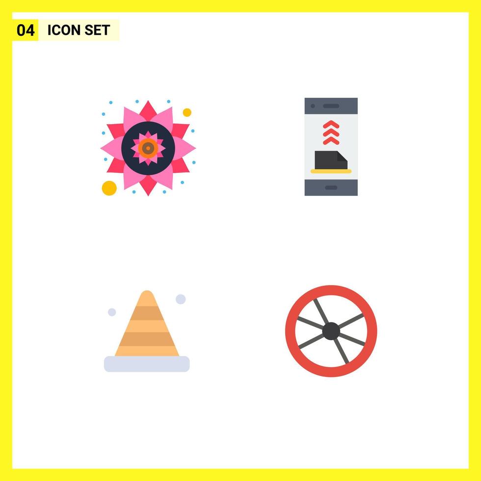 flaches Icon-Paket mit 4 universellen Symbolen von India Bumper Communication File Road editierbare Vektordesign-Elemente vektor