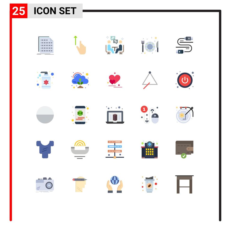 satz von 25 modernen ui-symbolen symbole zeichen für restaurant essen gesten dissucation chat editierbare vektordesignelemente vektor