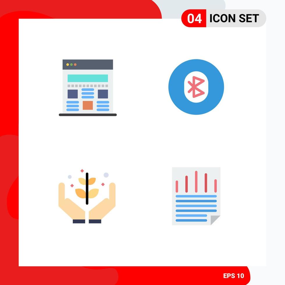 satz von 4 kommerziellen flachen symbolen paket für schnittstellenlandwirtschaft bluetooth-system geben bearbeitbare vektordesignelemente vektor