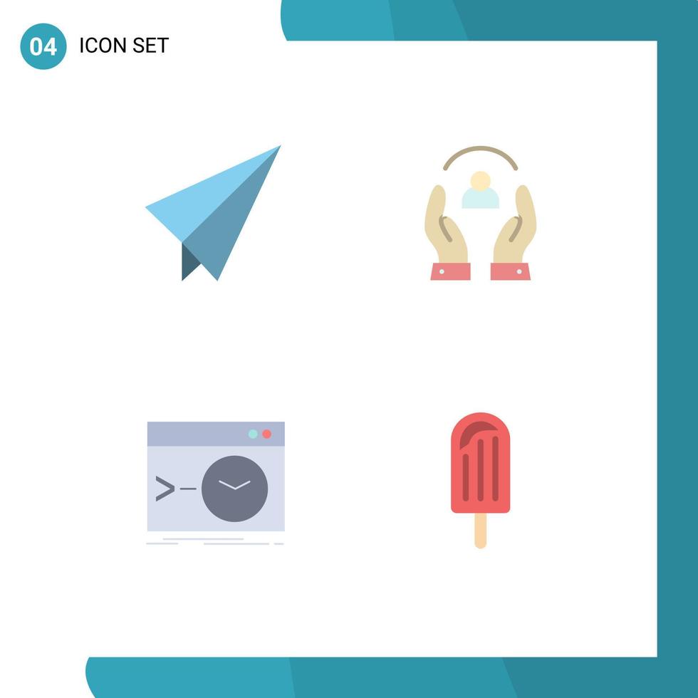 grupp av 4 platt ikoner tecken och symboler för papper kommando vård människor programvara redigerbar vektor design element