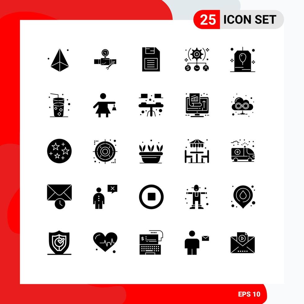 satz von 25 modernen ui-symbolen symbole zeichen für benutzeraufgabe reparatur speichergerät mobile chip editierbare vektordesignelemente vektor