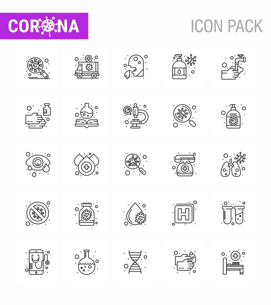 covid19 Corona-Virus-Kontaminationsprävention blaues Symbol 25 Pack wie Feuchtigkeitscreme Handwäsche Transport Menschen Gesundheitswesen virales Coronavirus 2019nov Krankheitsvektor-Designelemente vektor