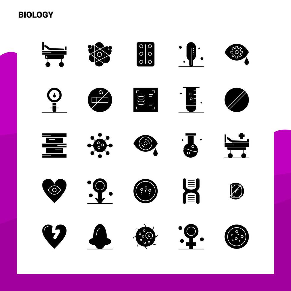 25 Biologie-Icon-Set solide Glyphen-Icon-Vektor-Illustrationsvorlage für Web- und mobile Ideen für Unternehmen vektor