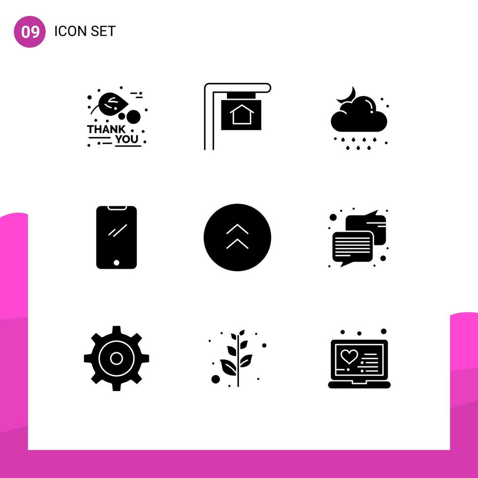användare gränssnitt packa av 9 grundläggande fast glyfer av pilar android släppa mobil telefon redigerbar vektor design element