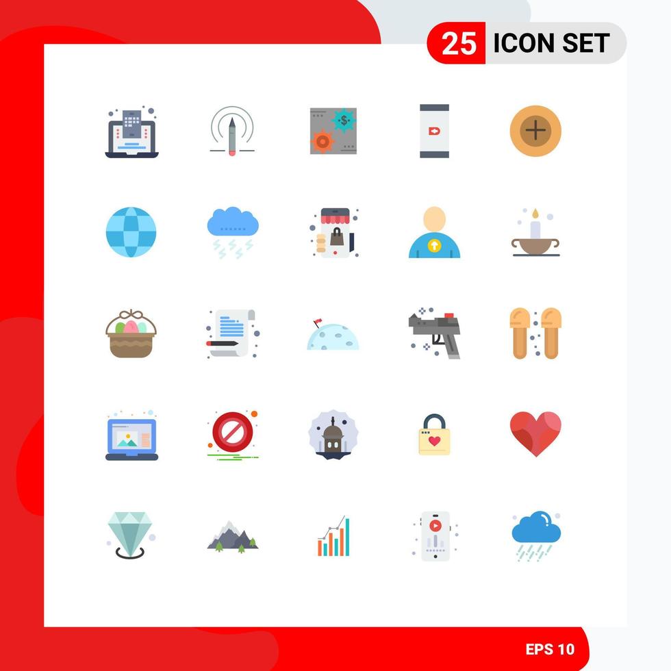 grupp av 25 modern platt färger uppsättning för smartphone kontantlös inkomst vinst framställning redigerbar vektor design element