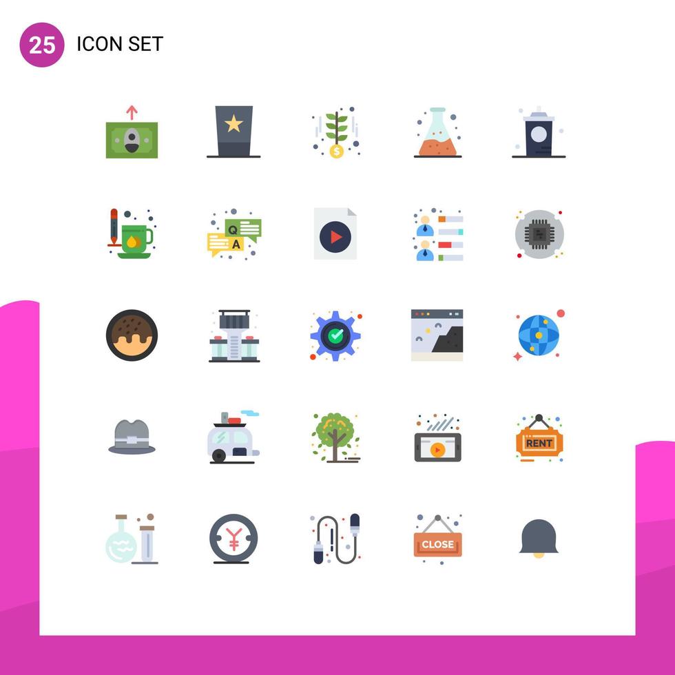 satz von 25 modernen ui-symbolen symbole zeichen für lebensmittel kaffee wachstum abfallverschmutzung editierbare vektordesignelemente vektor