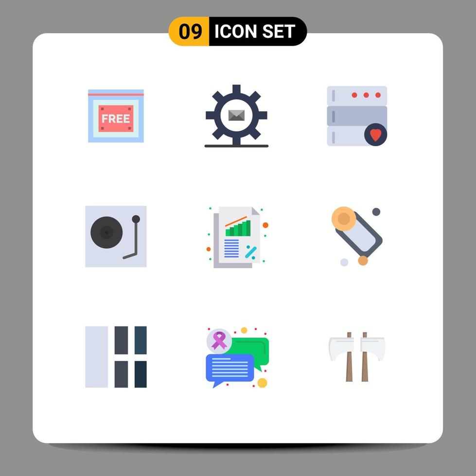 uppsättning av 9 modern ui ikoner symboler tecken för bank skivspelare meddelande musik enheter redigerbar vektor design element