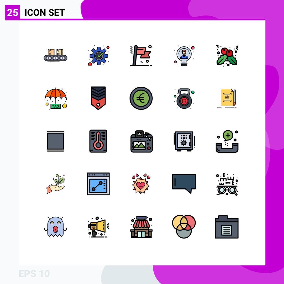 fylld linje platt Färg packa av 25 universell symboler av användare ljus bearbeta aning Framgång redigerbar vektor design element