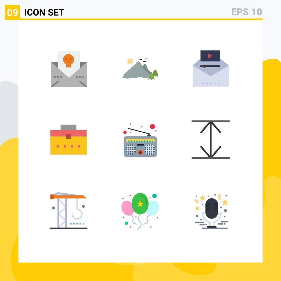 modern uppsättning av 9 platt färger och symboler sådan som användare väska natur viral video video reklam redigerbar vektor design element