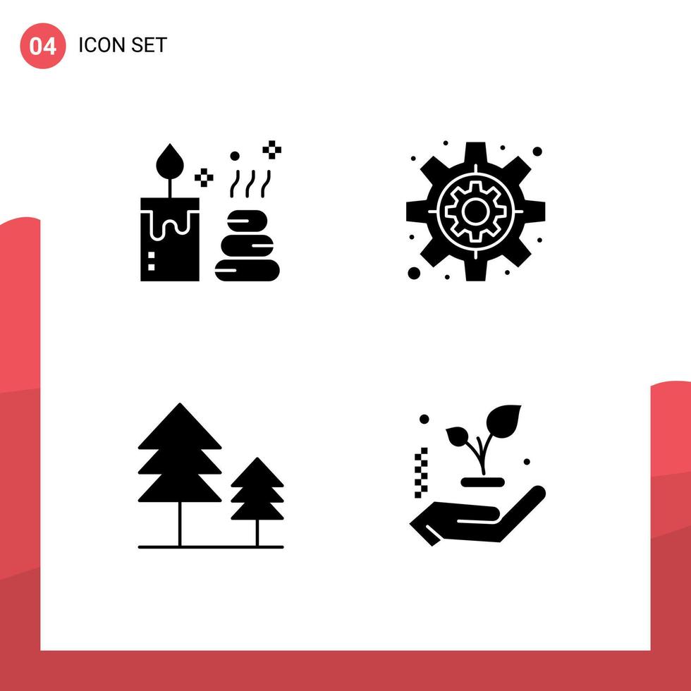 4 kreativ ikoner modern tecken och symboler av spa hand företag cypress träd redigerbar vektor design element