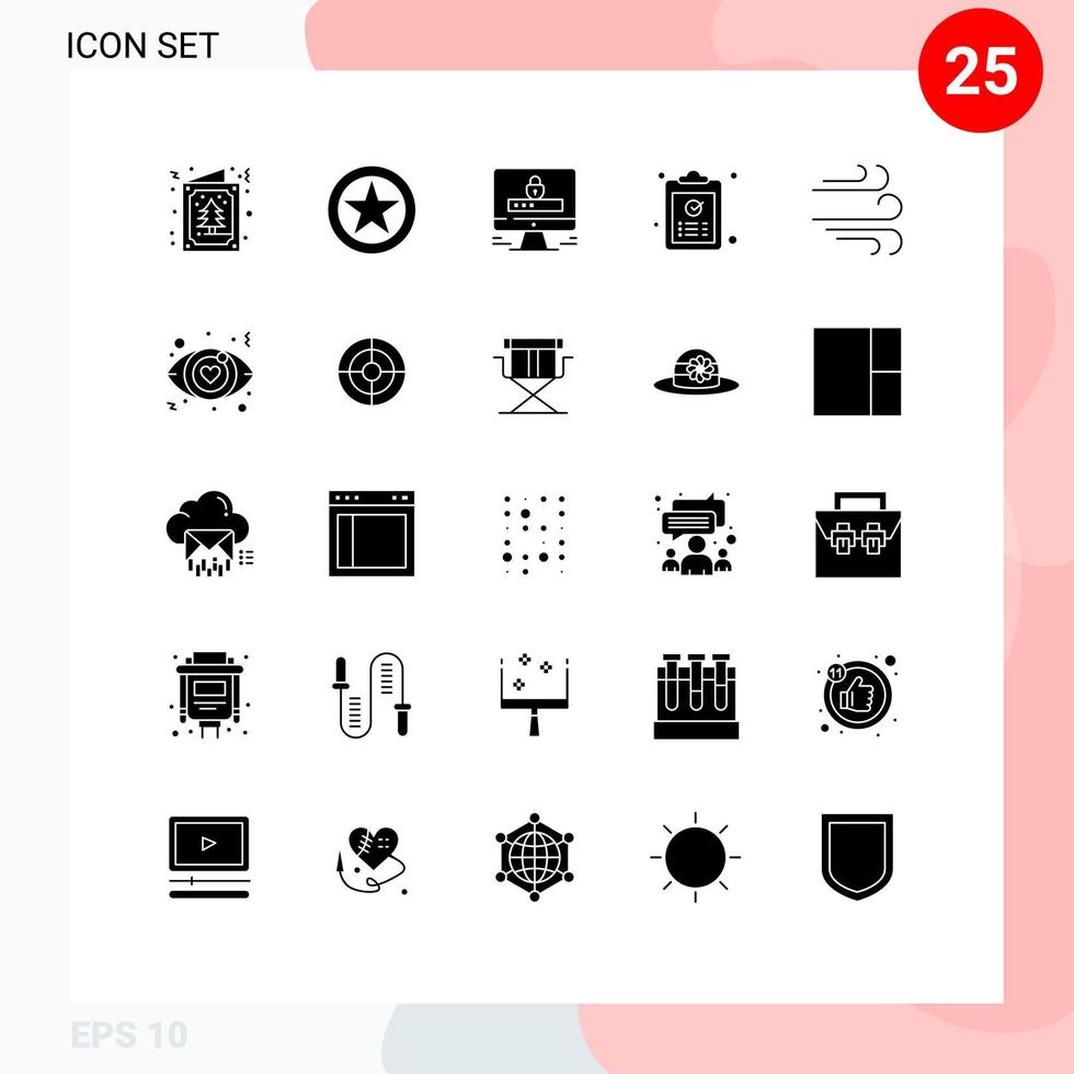 25 universell fast glyfer uppsättning för webb och mobil tillämpningar uppgift ok rang kopia säkerhet redigerbar vektor design element
