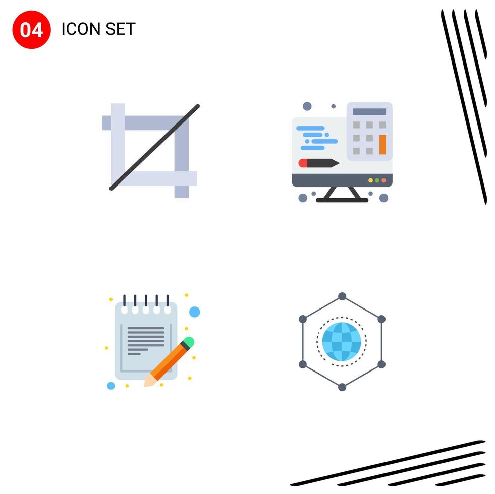 4 tematiska vektor platt ikoner och redigerbar symboler av beskära papper kalkylator teknologi ark redigerbar vektor design element