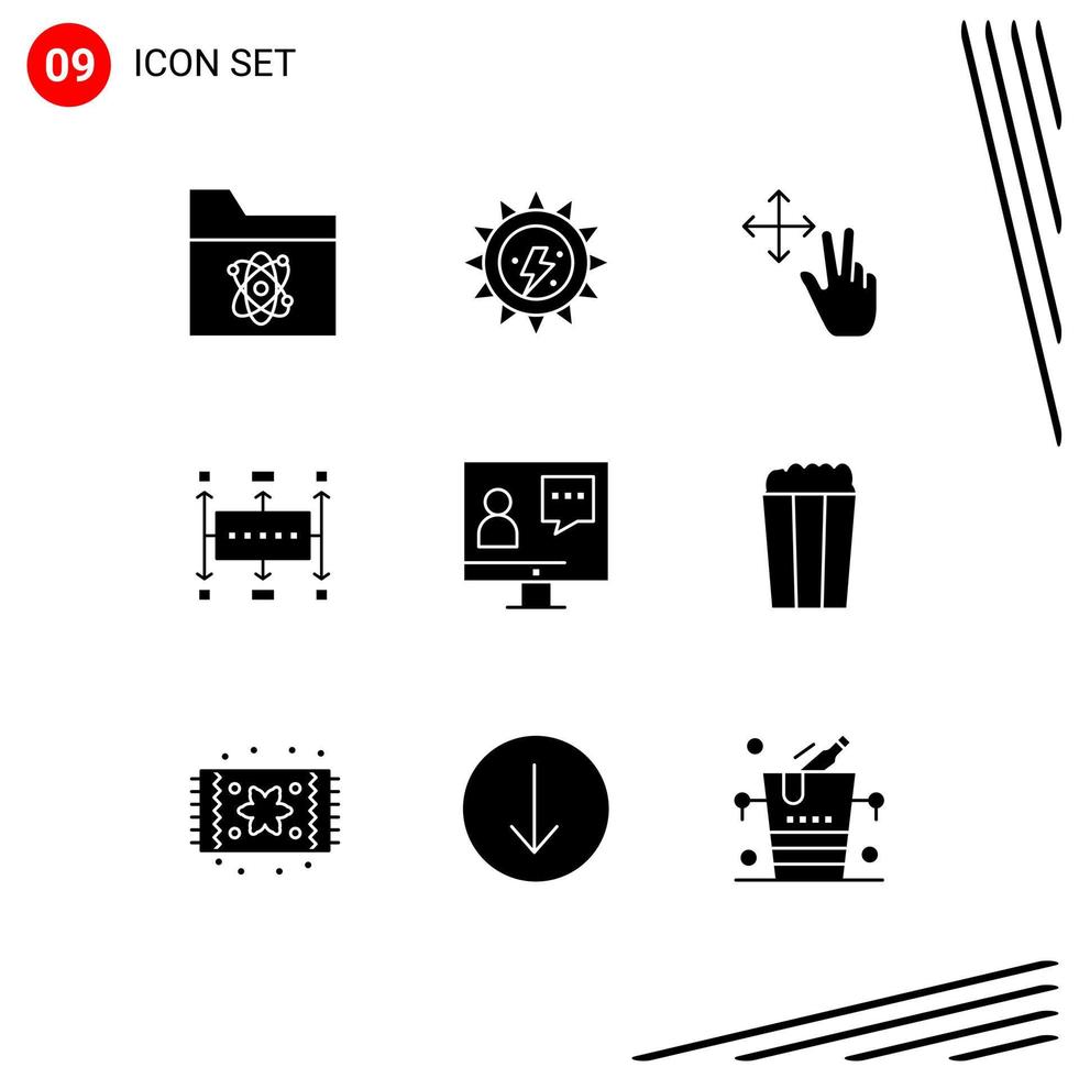 9 solides Glyphenpaket der Benutzeroberfläche mit modernen Zeichen und Symbolen der Beratungsplanung Finger moderne Workflow-Planung editierbare Vektordesign-Elemente vektor
