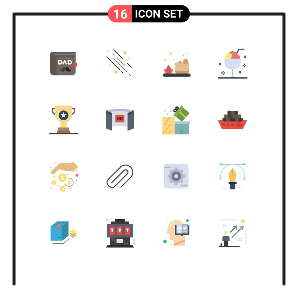 Stock Vector Icon Pack mit 16 Linienzeichen und Symbolen für die Auszeichnung Eissterne Glascreme editierbares Paket kreativer Vektordesign-Elemente