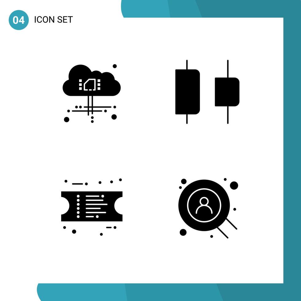 modern uppsättning av 4 fast glyfer pictograph av moln webb Centrum e-handel användare redigerbar vektor design element