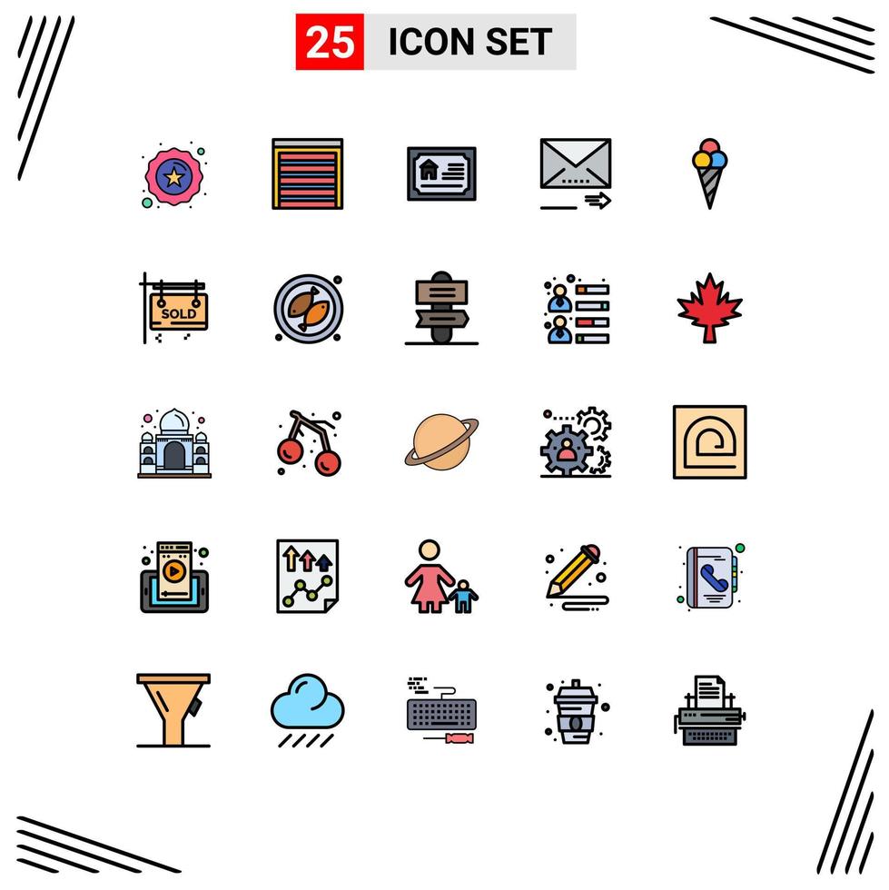 uppsättning av 25 modern ui ikoner symboler tecken för kon strand Hem Nästa framåt- redigerbar vektor design element