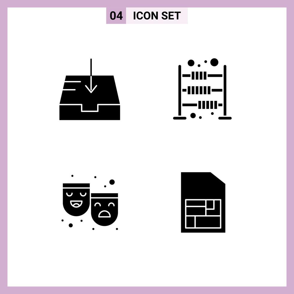 4 kreativ ikoner modern tecken och symboler av post teater kulram finanser mobil sim redigerbar vektor design element