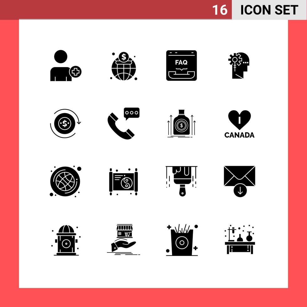 16 tematiska vektor fast glyfer och redigerbar symboler av kontanter information kommunikation mänsklig analys redigerbar vektor design element